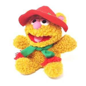 Vintage 1987 Baby Fozzie Bear Stuffed Animal with Hat by Henson Associates